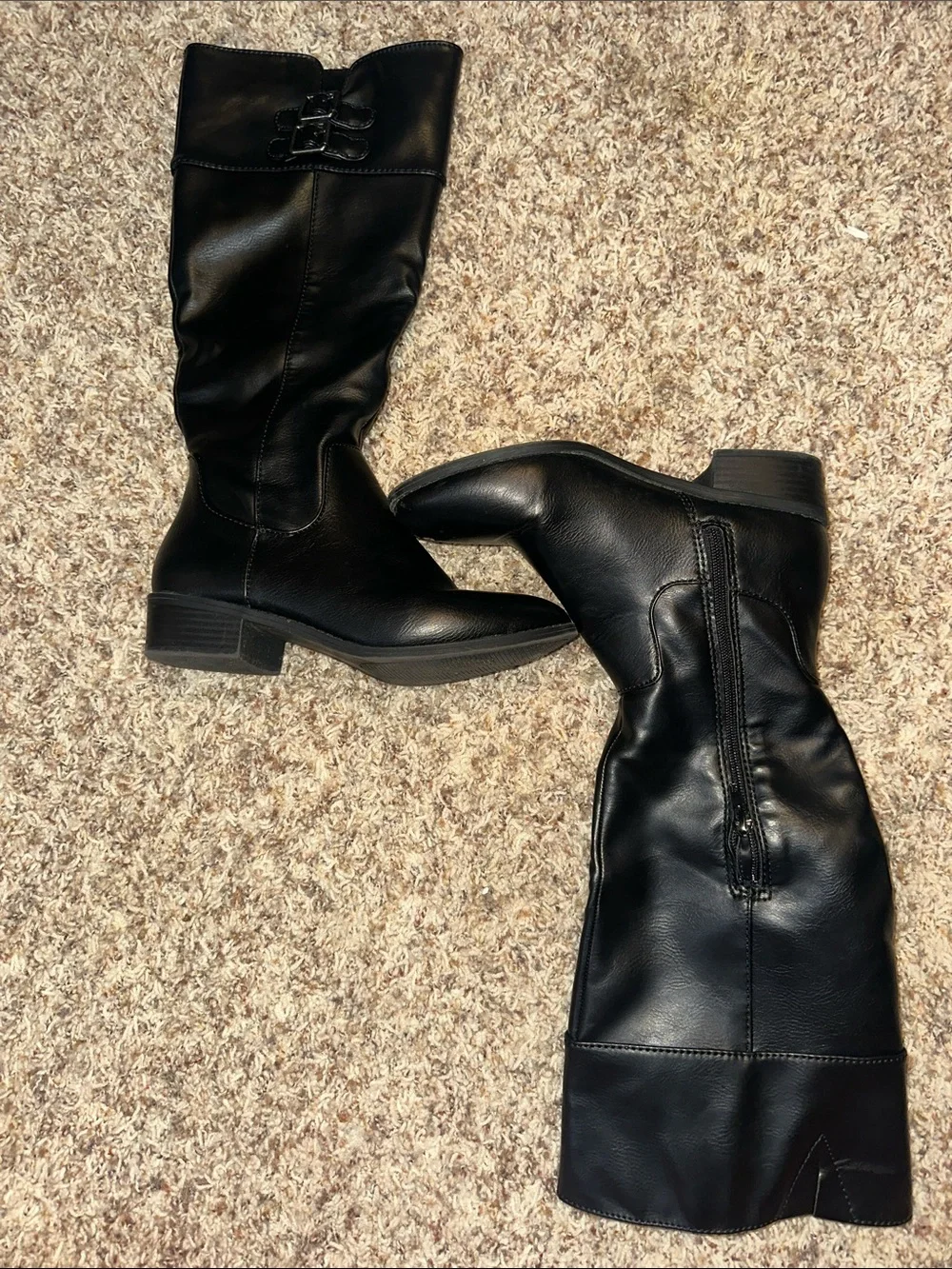 Sugar Black Over-the-Knee Leather Boots